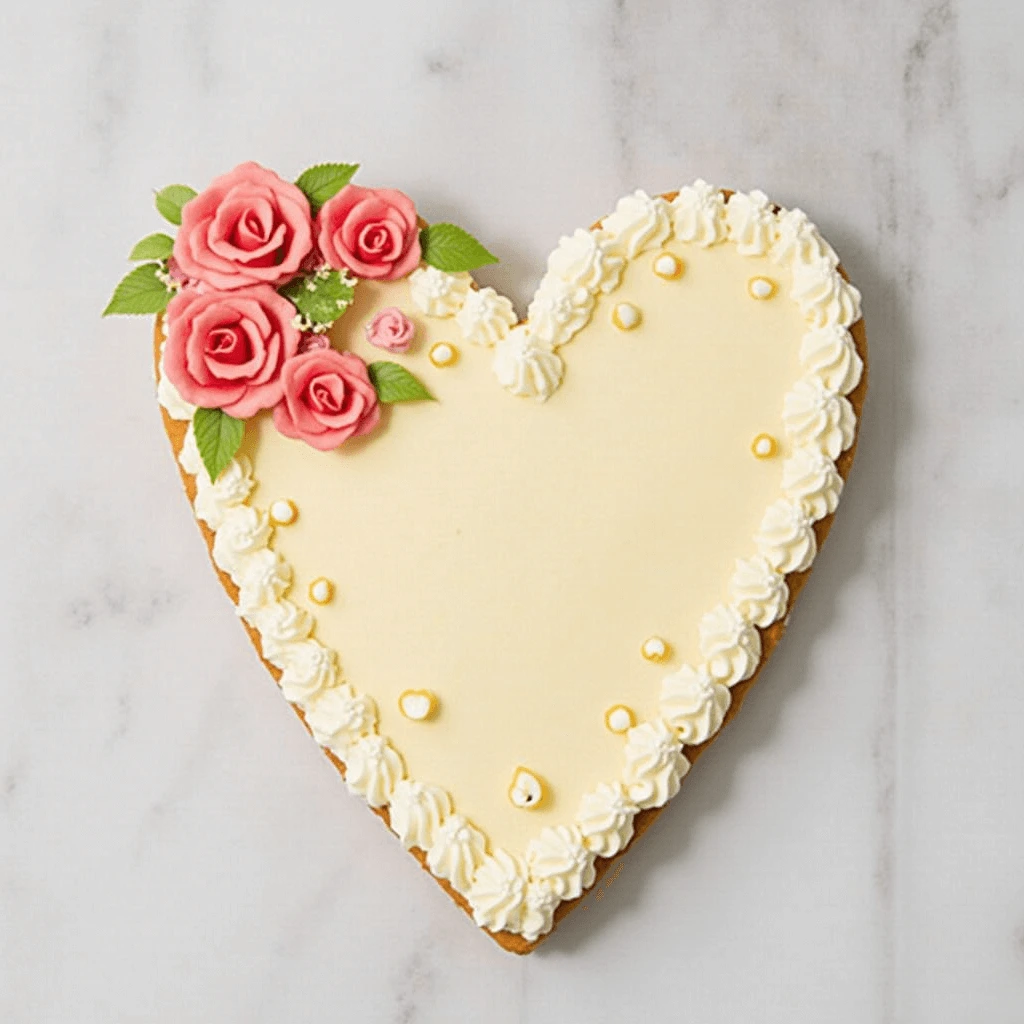 Pastel Vintage Heart Cake with Floral Accents