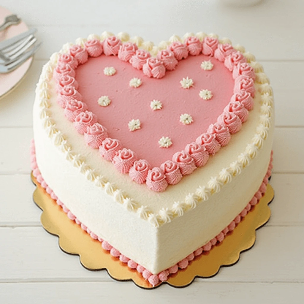 Vintage Heart Cake with Buttercream Flowers